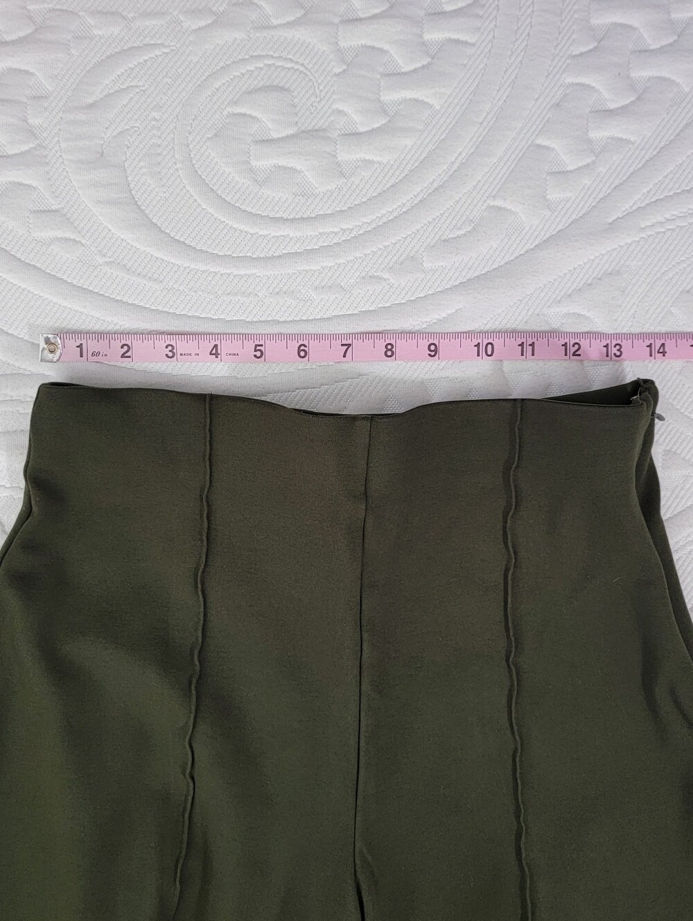 Quince Ultra-Stretch Ponte Super Wide Leg Ankle Pants Olive Green Size Large - Picture 8 of 11